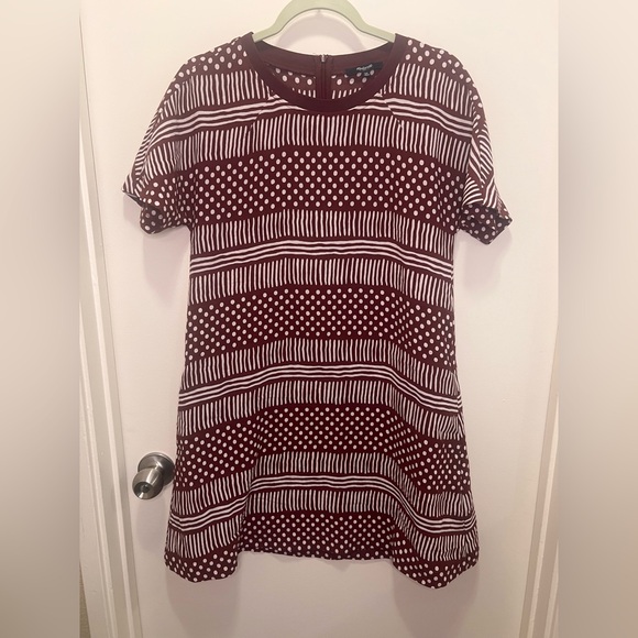 Madewell Dresses & Skirts - Madewell Women's Burgundy & Cream Patterned Shirt Dress.
